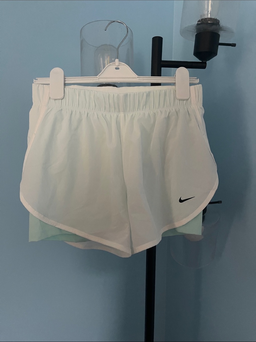 Nike Women's White Double-Layer Athletic Running Shorts